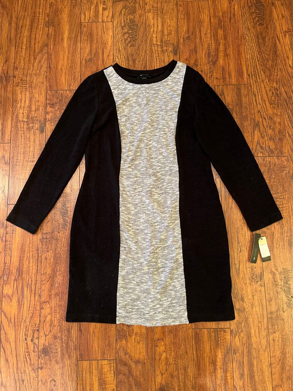 NEW AB Studio Women’s Black & Gray Knee-Length Sweater Dress, Size 16